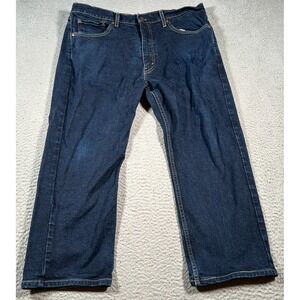 Levis 505 Jeans Mens 36 X 23 Blue Denim‎ Logo Medium Wash Straight Leg Mid Rise